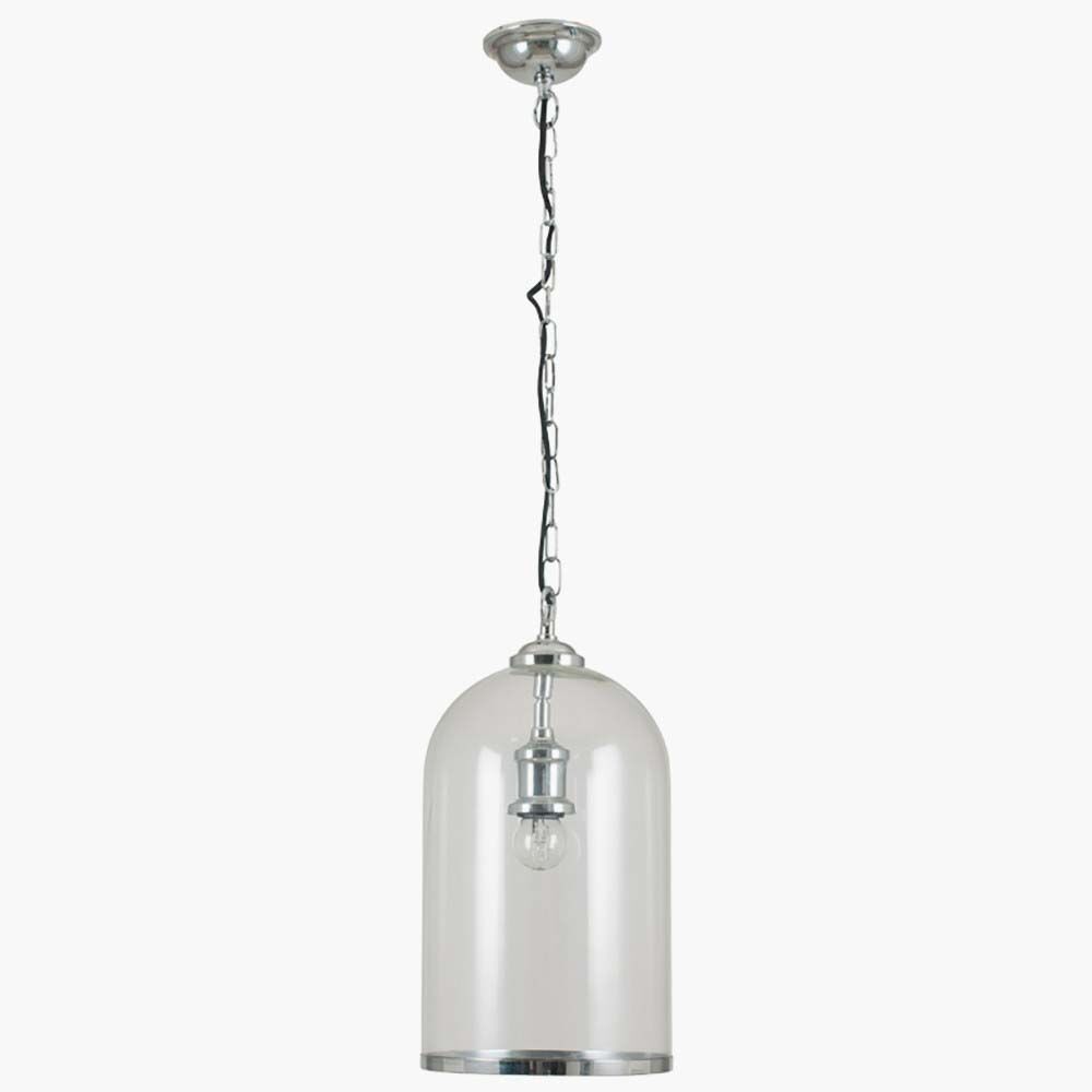 Pacific Cloche Clear Glass and Silver Pendant 35-124