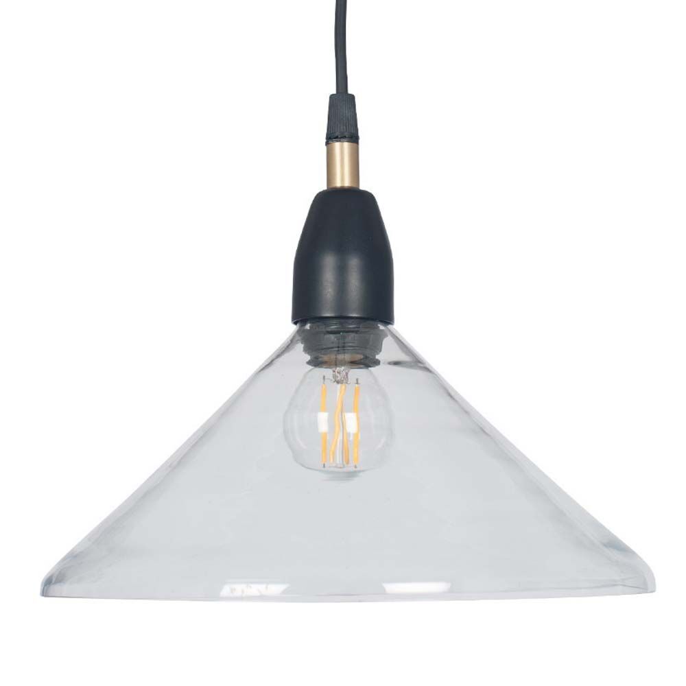 Pacific Canton Matt Black Metal and Glass Cone Pendant 35-186