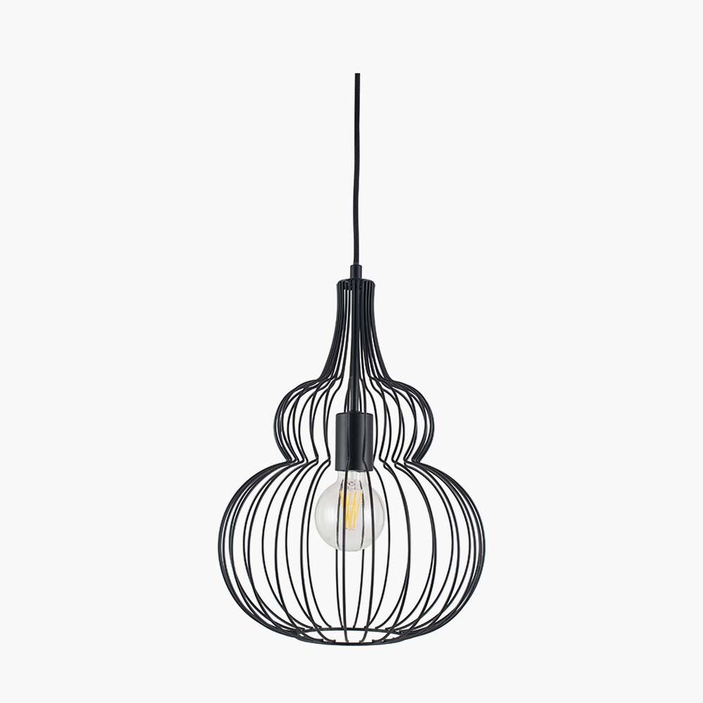Pacific Dania Matt Black Metal Shaped Wire Pendant 35-300