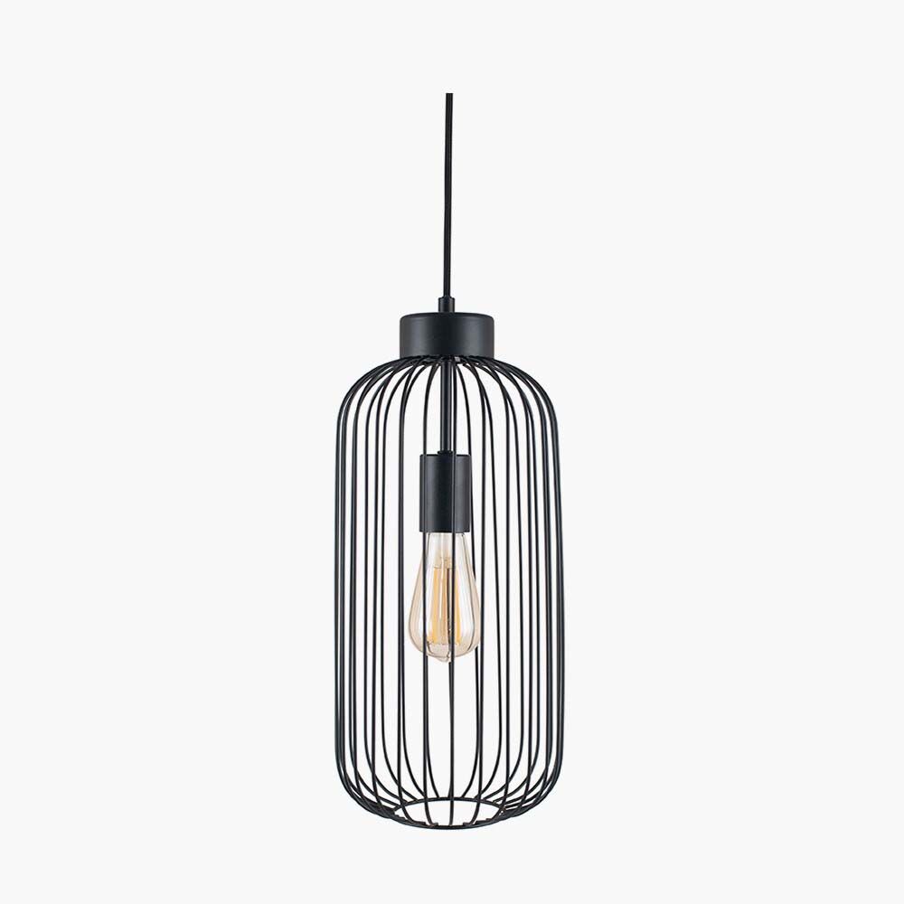Pacific Dania Matt Black Metal Wire Tall Pendant 35-304