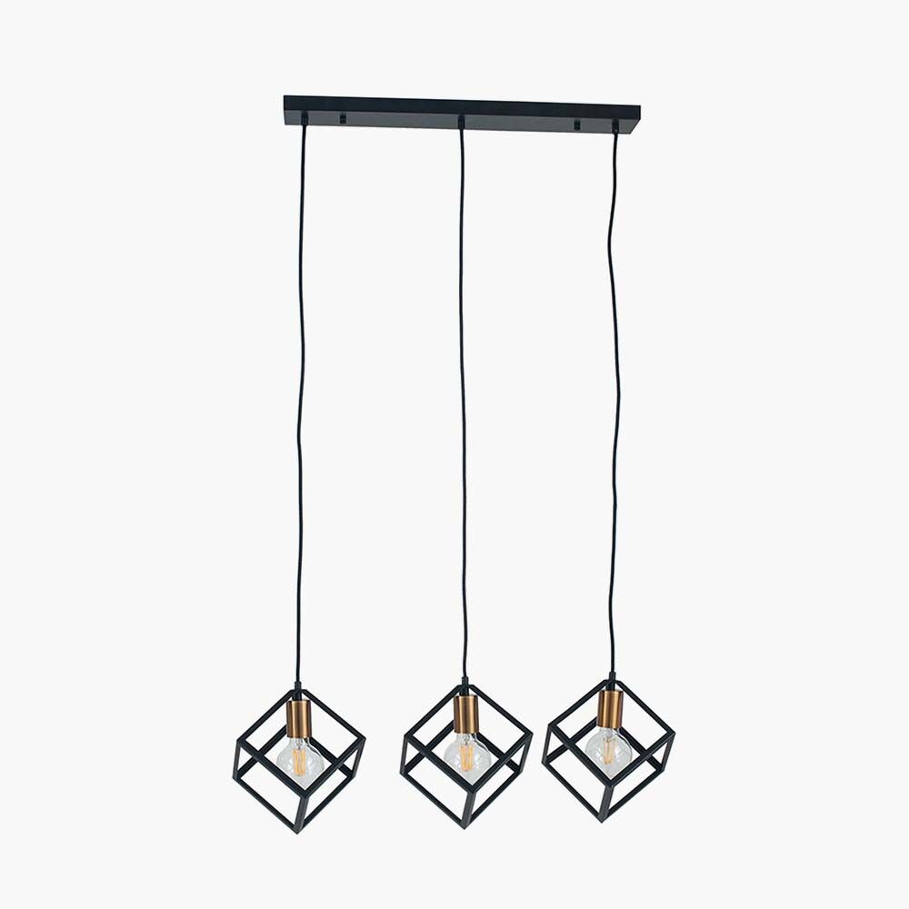Pacific Alessio Matt Black Metal Three Cube Pendant 35-305