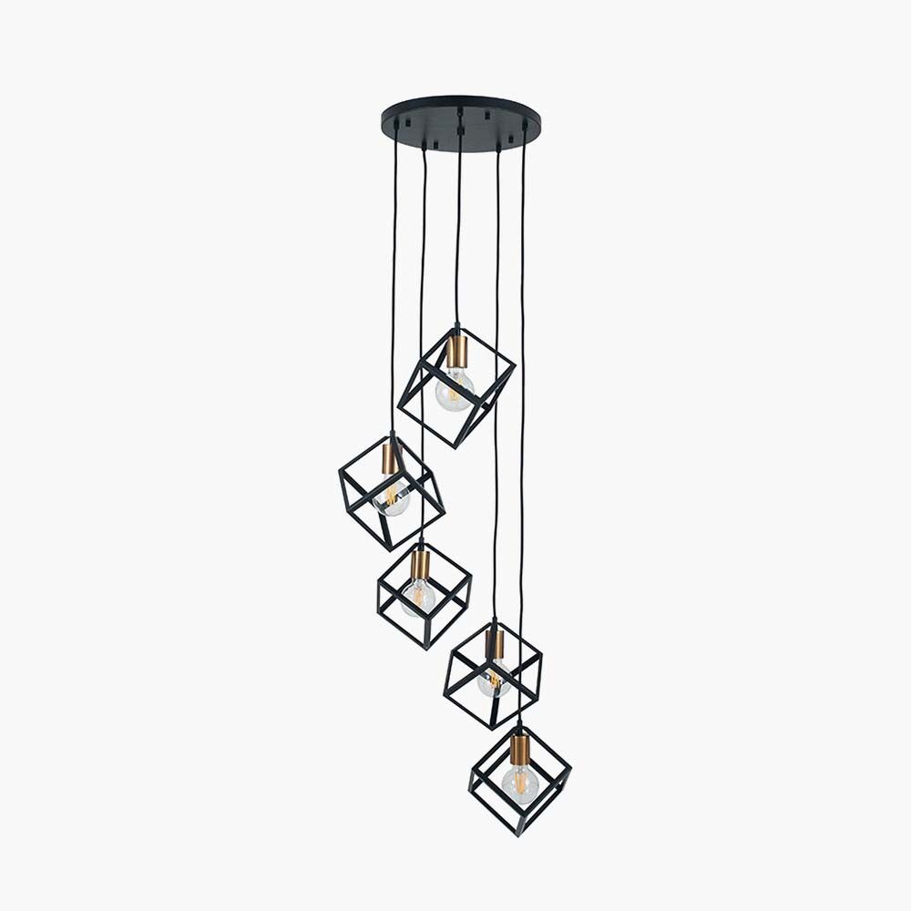 Pacific Alessio Matt Black Metal Five Cube Pendant 35-306