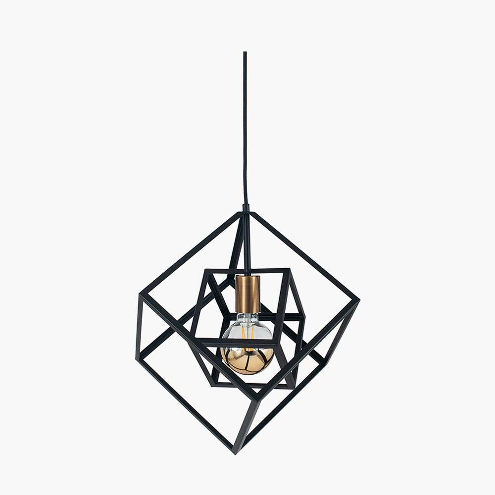 Pacific Alessio Matt Black Metal Cube Pendant 35-307