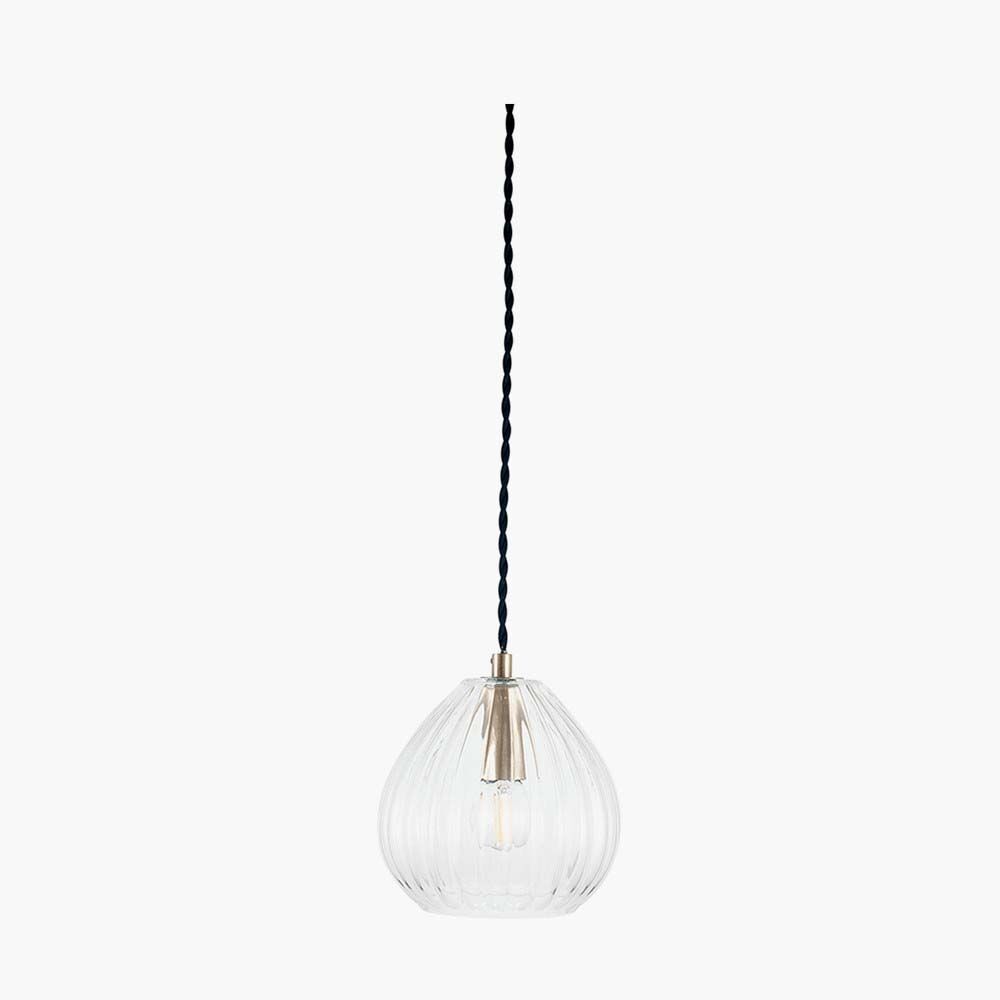 Pacific Ella Clear Ribbed Glass Teardrop Pendant 35-310