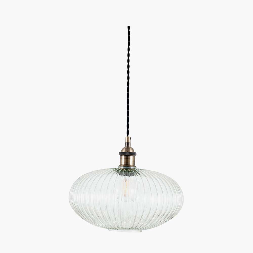 Pacific Abigail Clear Ribbed Glass Oval Pendant 35-311