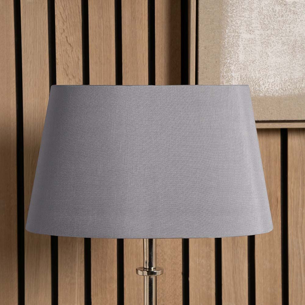 Pacific Martha 25cm Steel Grey Oval Polysilk Tapered Shade 36-036-10SG