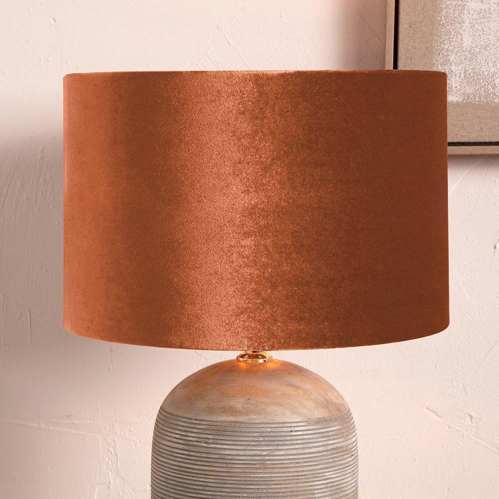 Pacific Bow 30cm Tobacco Velvet Cylinder Shade 36-041-12TO