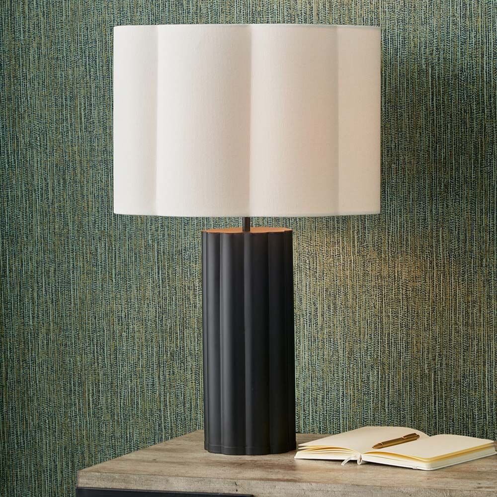 Pacific Bloom 35cm White Handloom Scalloped Cylinder Shade 36-063-14WH