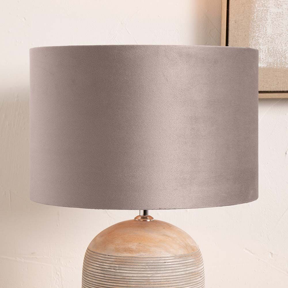 Pacific Rene 30cm Greige Velvet Cylinder Shade 36-069-12GG
