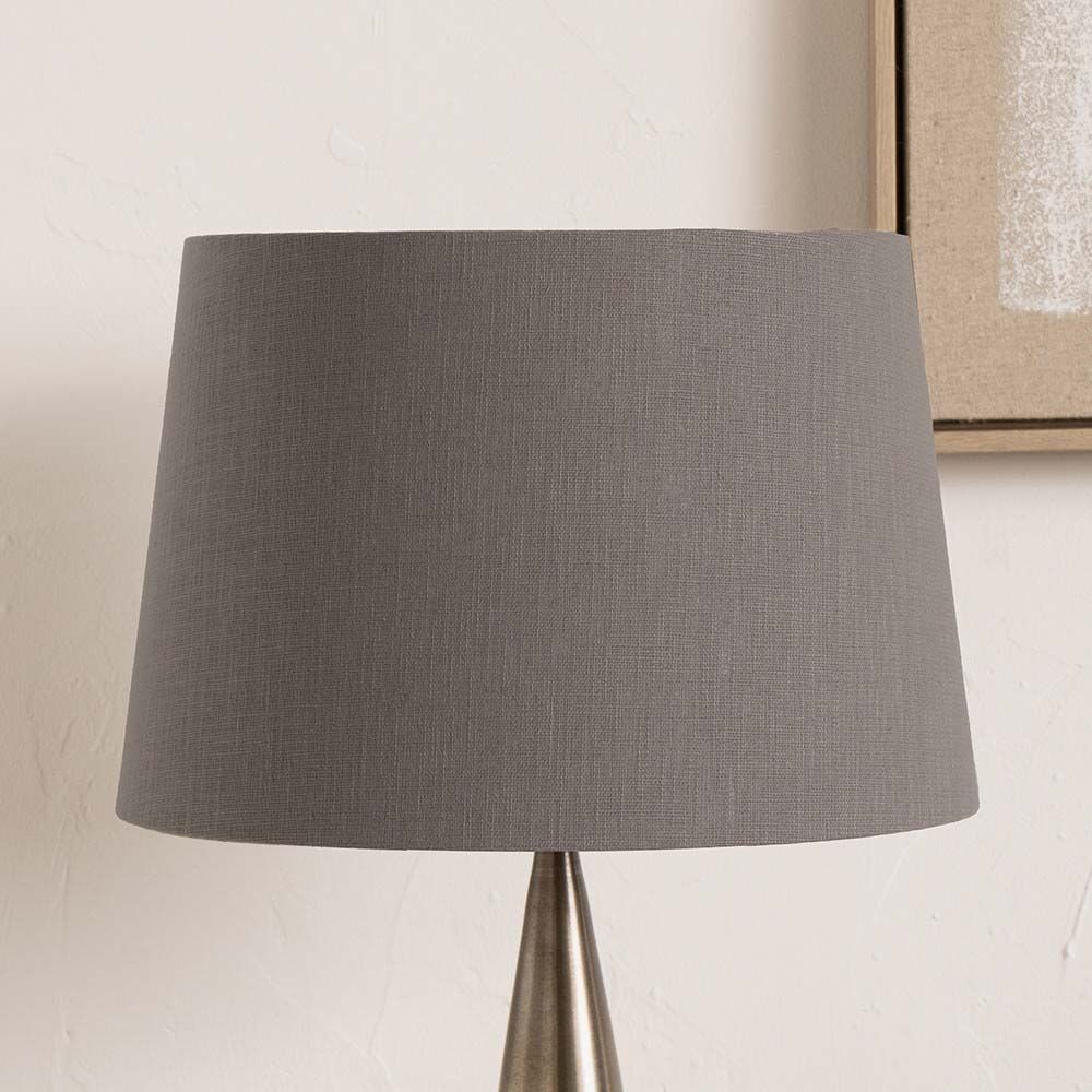 Pacific Lys 30cm Steel Grey Self Lined Linen Tapered Cylinder Shade 36-074-12SG
