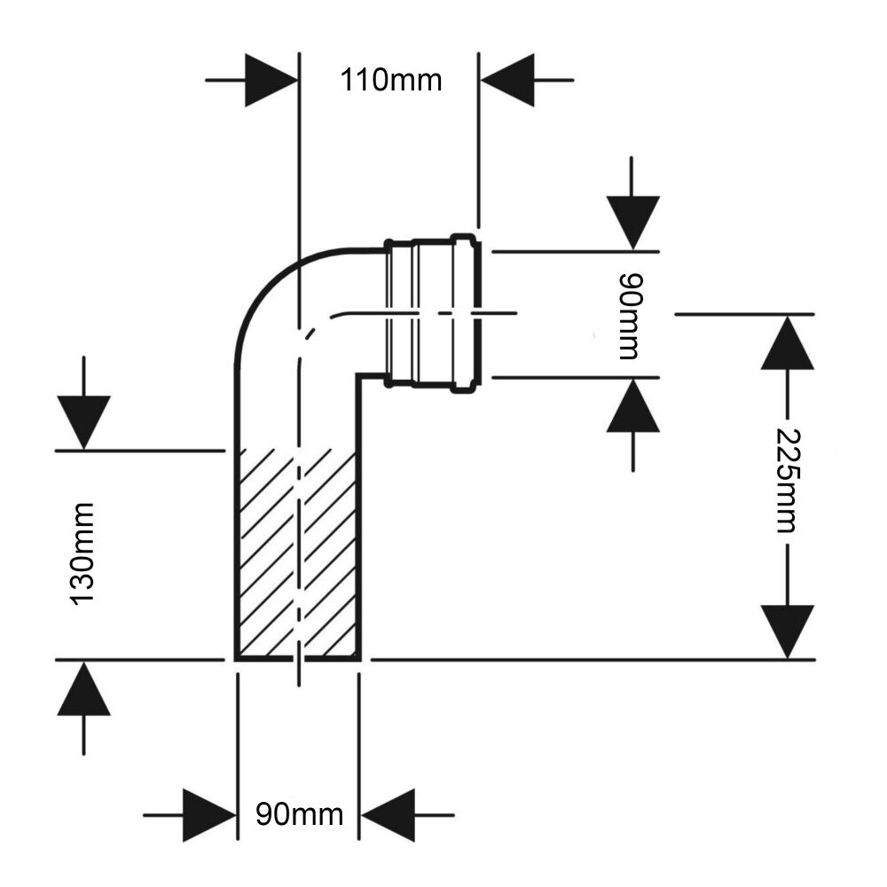 Geberit HDPE 90 Degree Bend Connection For Wall Hung WC - Image 2
