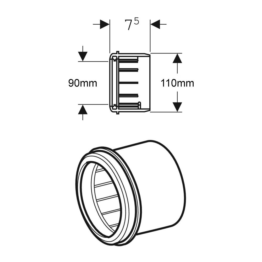 Geberit HDPE Adaptor Socket - Black - Image 2