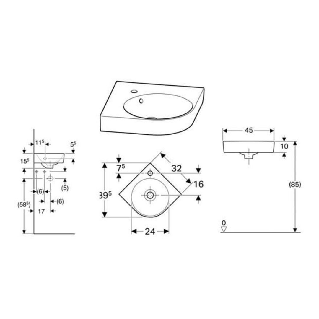 Twyford Selnova Compact Corner Handrinse Basin - White - Image 2