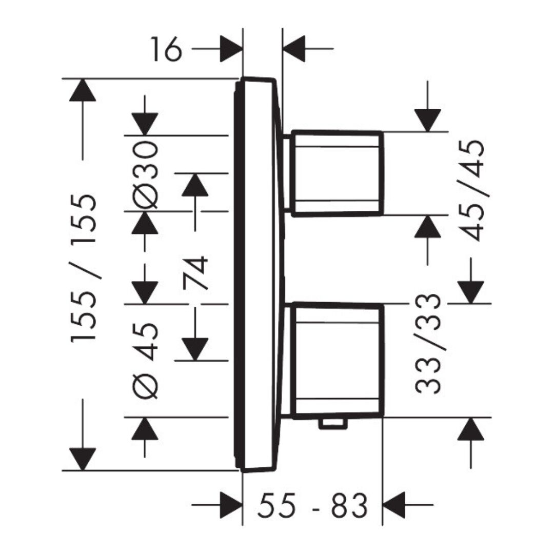 Hansgrohe Ecostat E Thermostat for concealed installation for 2 outlets - Image 3