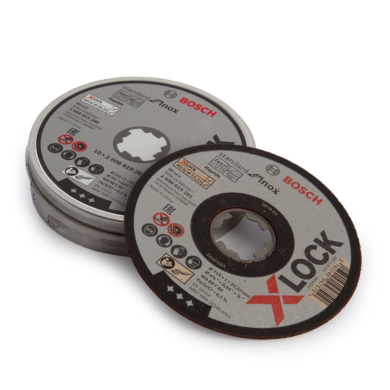 Bosch X-Lock Inox Straight Cut Off Disc 115mm Pack Of 10