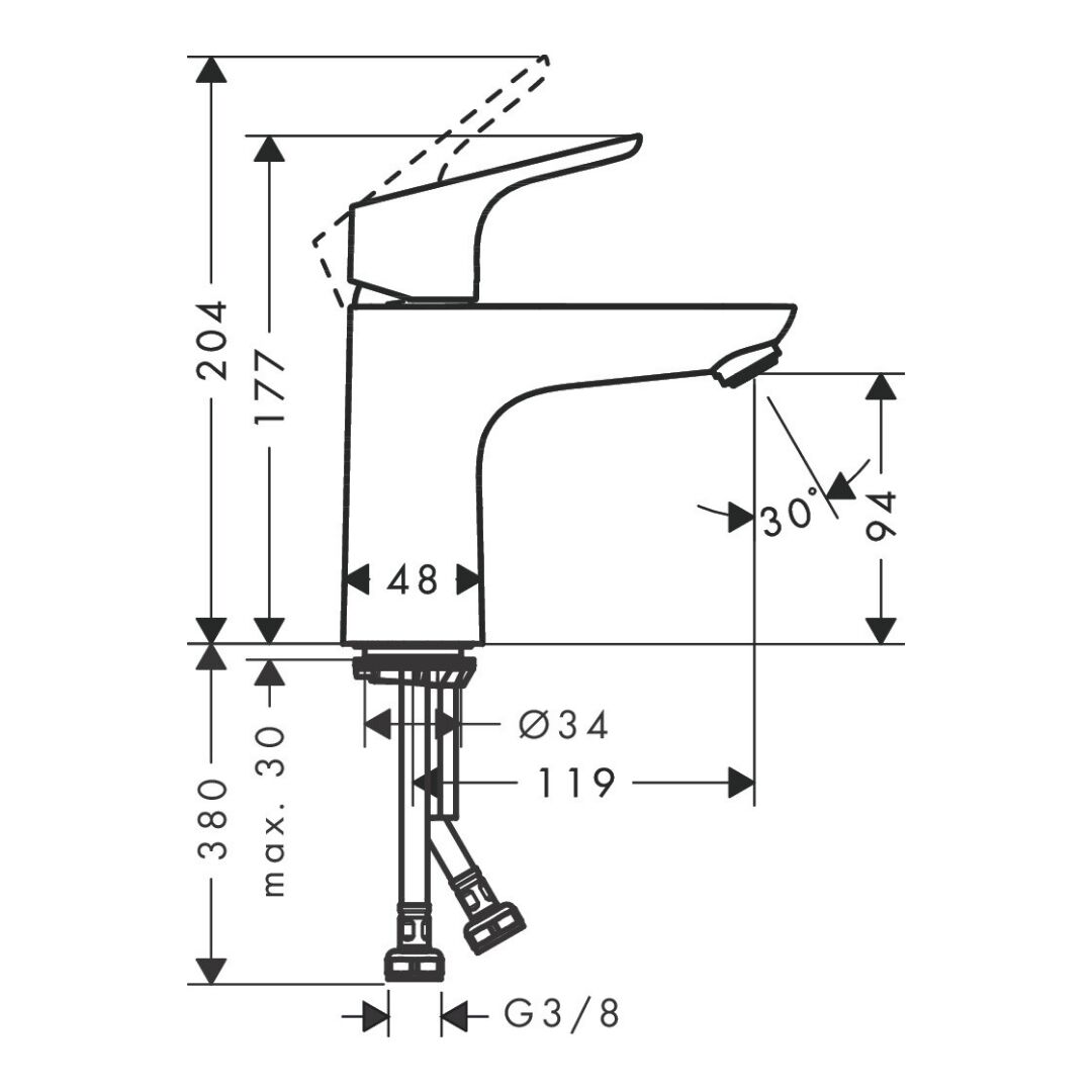 Hansgrohe Focus Single lever basin mixer 100 without waste set - Image 2