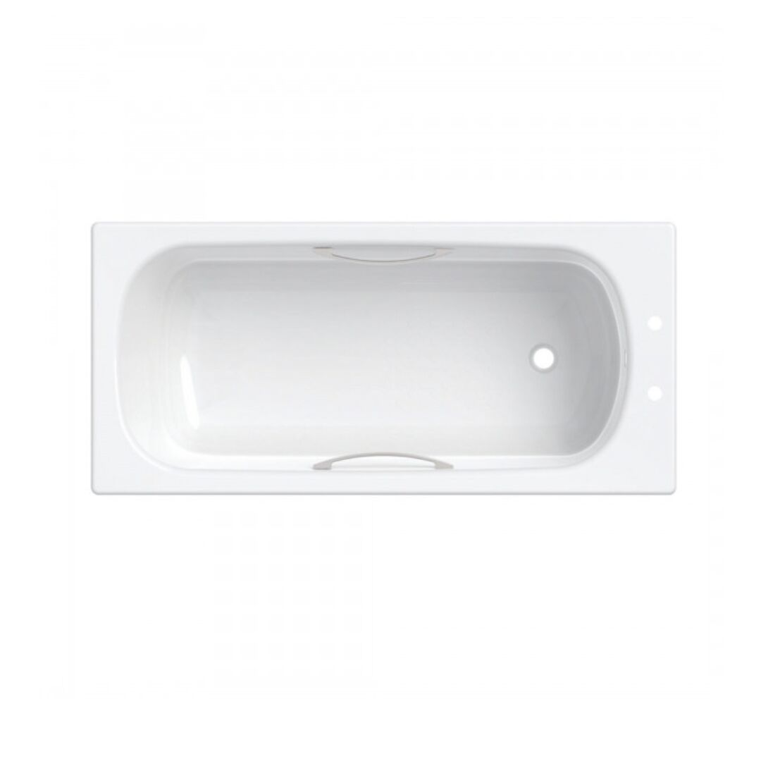 Twyford Celtic 1.6m Two Tap Hole Single Ended Bath With Twin Grips - White