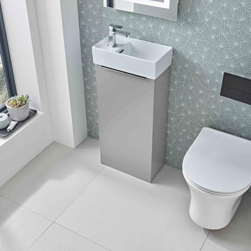Roper Rhodes Alto 400 Freestanding Complete Basin Unit - Light Grey - Image 3