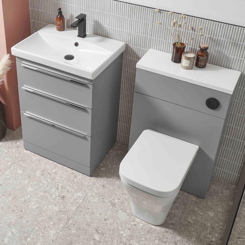 Roper Rhodes Type 600 Freestanding 3 Drawer Complete Basin Unit - Light Grey - Image 2