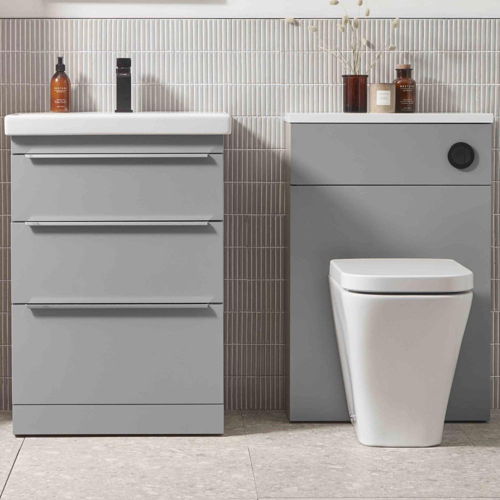 Roper Rhodes Type 600 Freestanding 3 Drawer Complete Basin Unit - Light Grey - Image 3