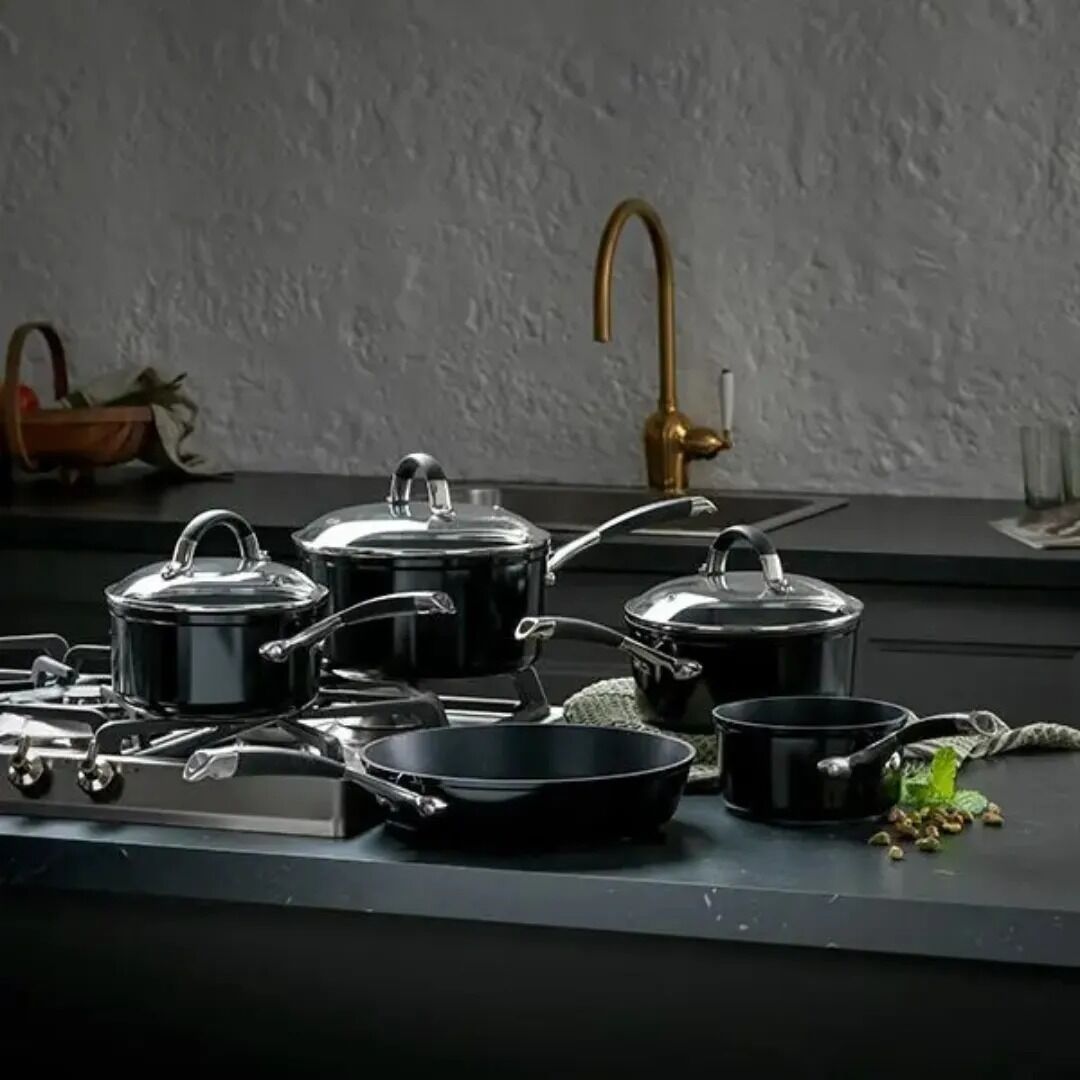 Stellar S3C1B Forged, 5 Piece Saucepan Set, Non-Stick, Black - Image 2