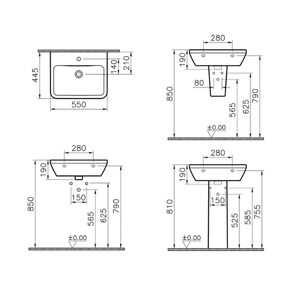VitrA Integra 550x450mm 1 T/H Basin - Image 3
