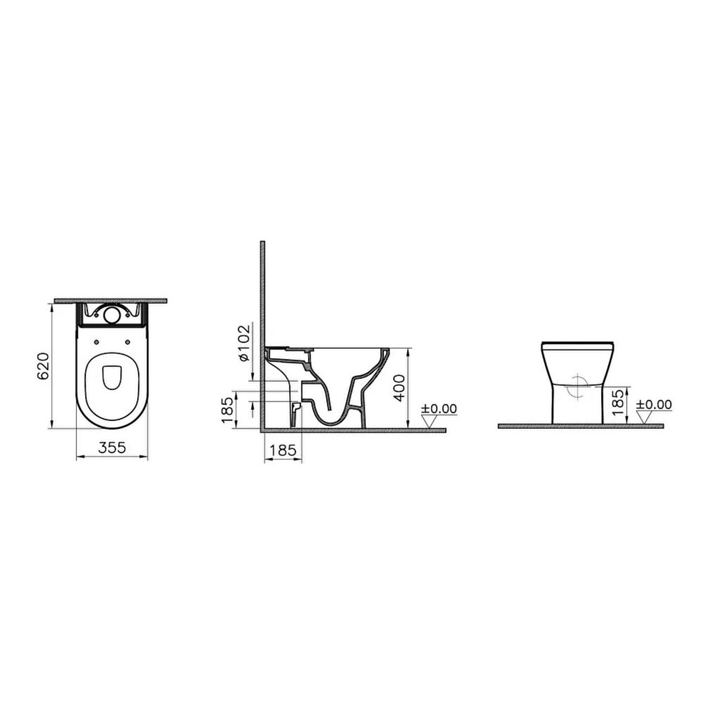 VitrA Integra Wall Hung Soft Close Close-Coupled Cistern Open Back Complete Toilet - Image 2