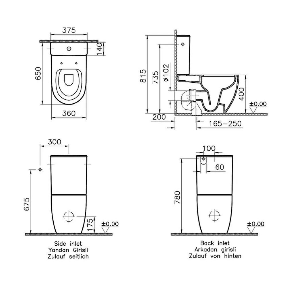 VitrA Sento Close-Coupled Soft Close Closed Back Complete Toilet - Image 3