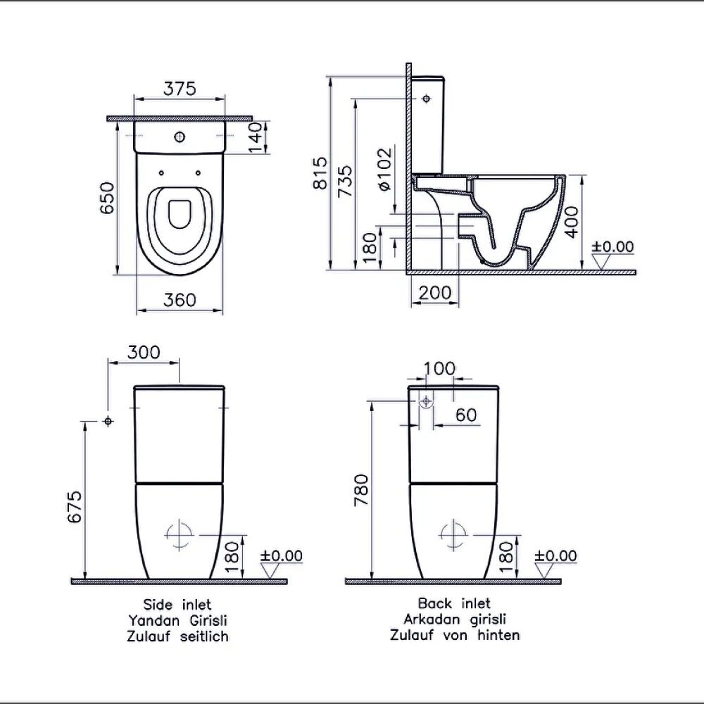VitrA Sento Close-Coupled Soft Close Open Back Complete Toilet - Image 3