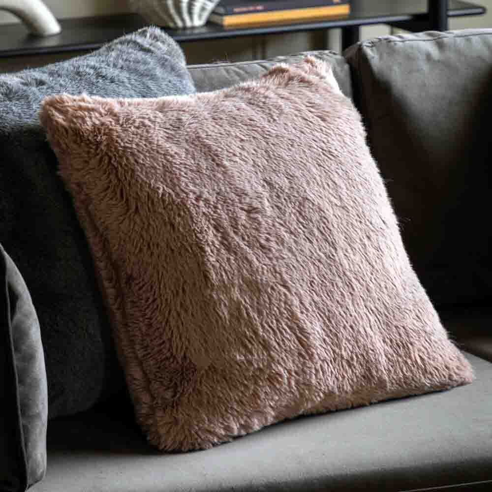 Juniper Faux Fur Cushion Mauve - Feather Filled - Image 2