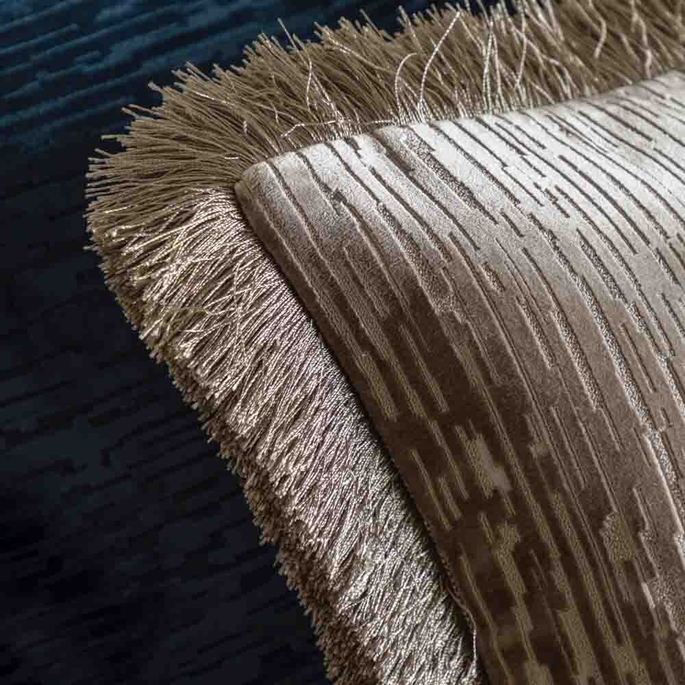 Cut Velvet Fringe Cushion Silver - Poly Filled - Image 3