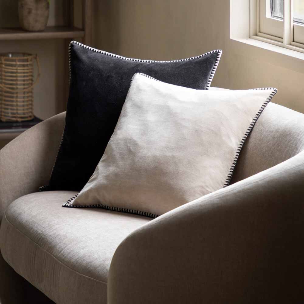 Nico Velvet Cushion Taupe - Poly Filled - Image 2