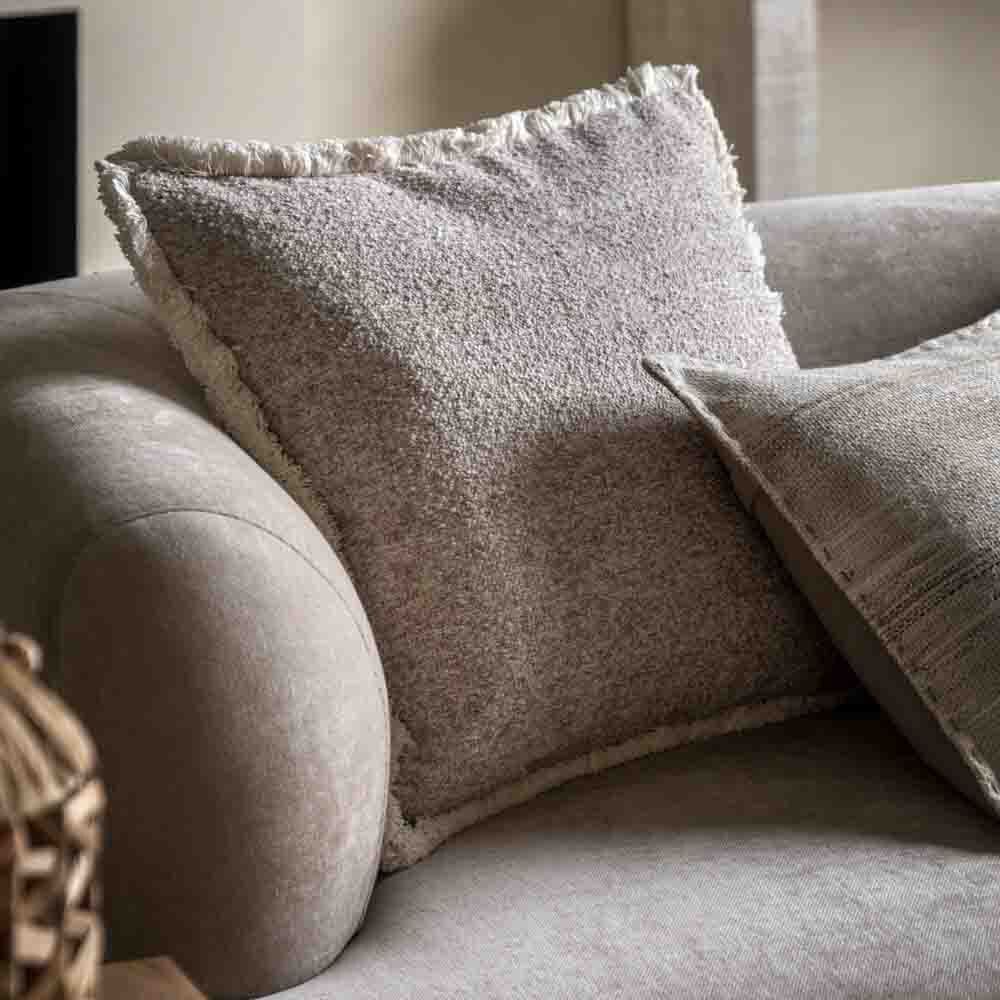 Woodleigh Fringe Cushion Stone - Feather Filled - Image 2
