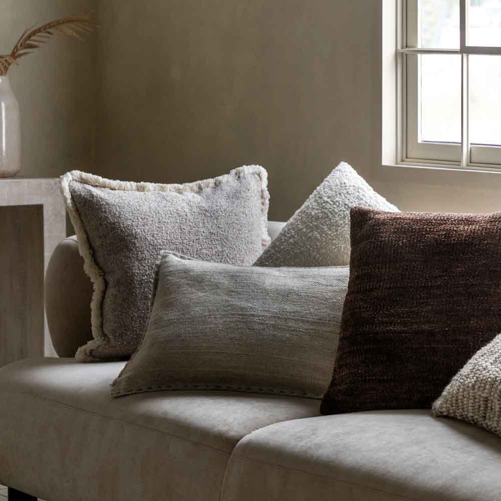 Woodleigh Fringe Cushion Stone - Feather Filled - Image 4