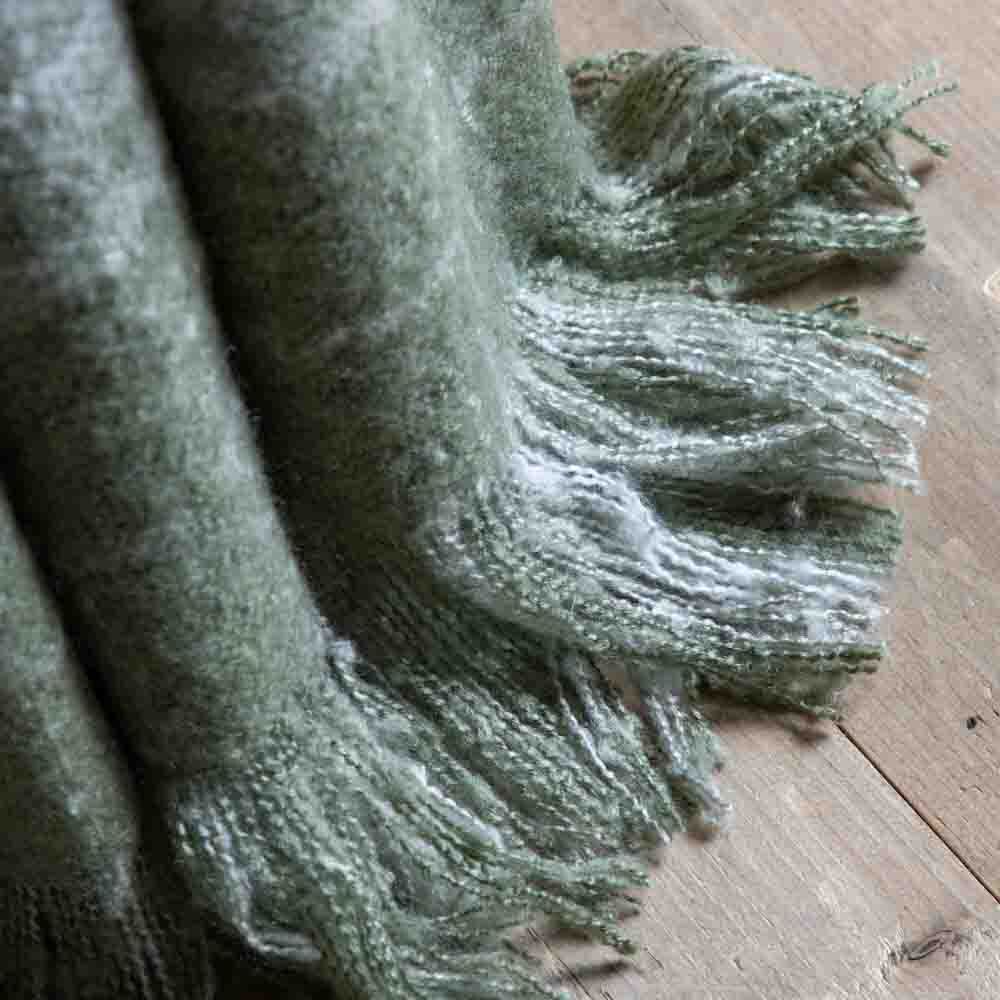 Check Faux Mohair Throw Olive - Image 4