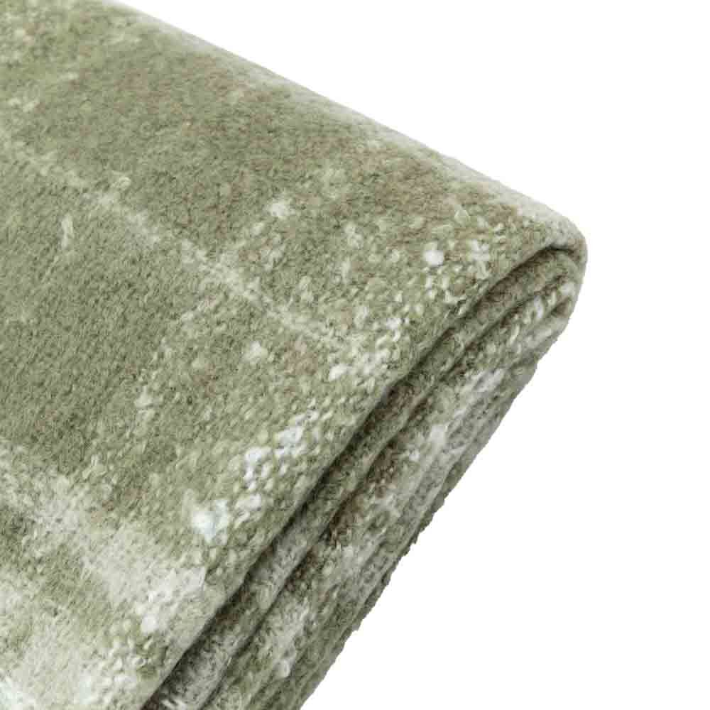 Check Faux Mohair Throw Olive - Image 6