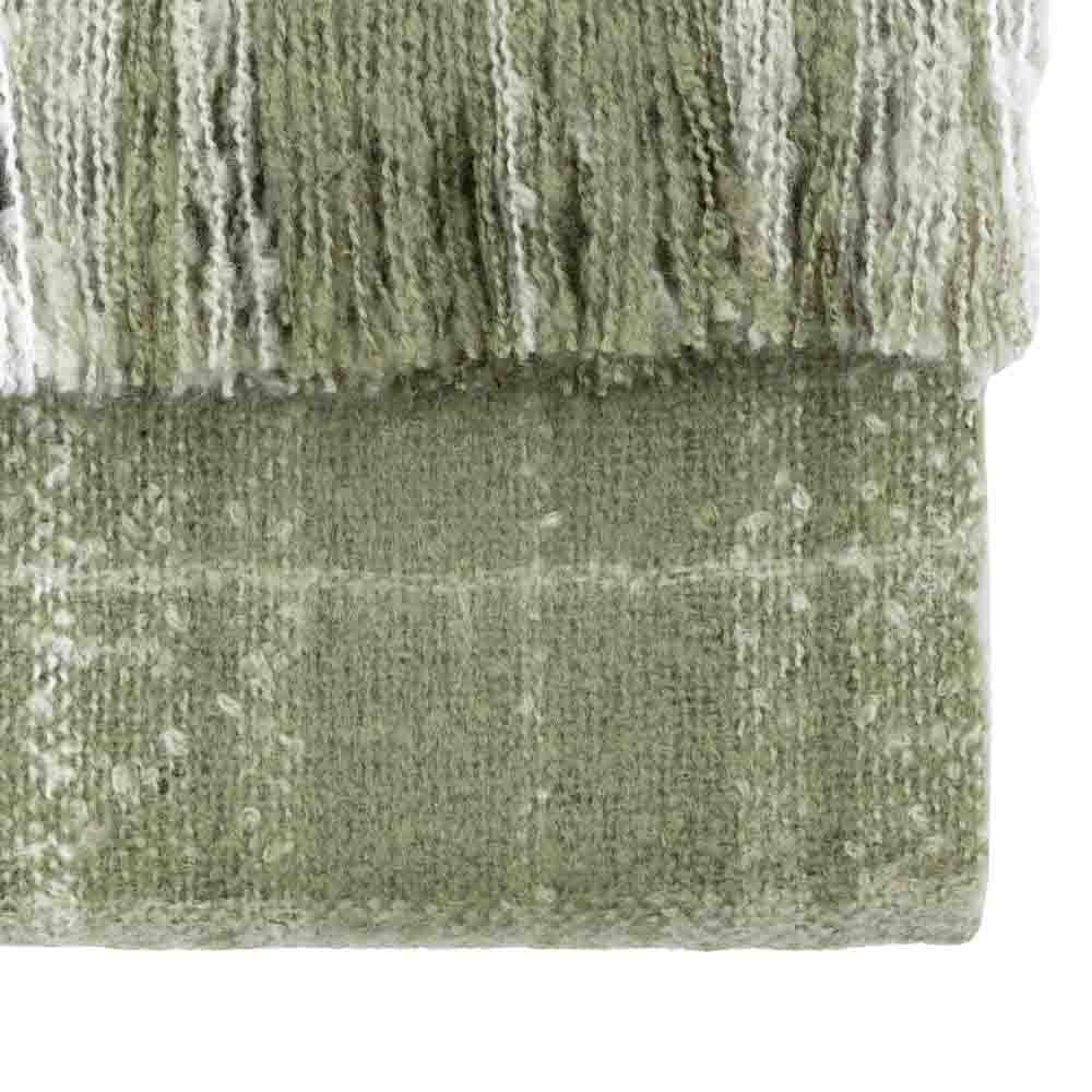 Check Faux Mohair Throw Olive - Image 7