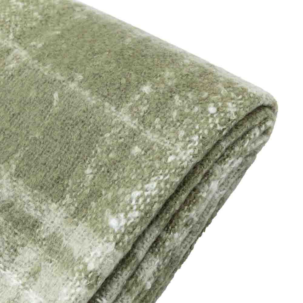 Check Faux Mohair Throw Olive - Image 8
