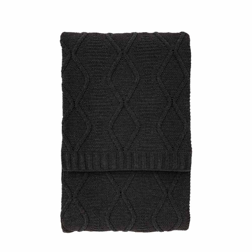 Chenille Cable Throw Grey