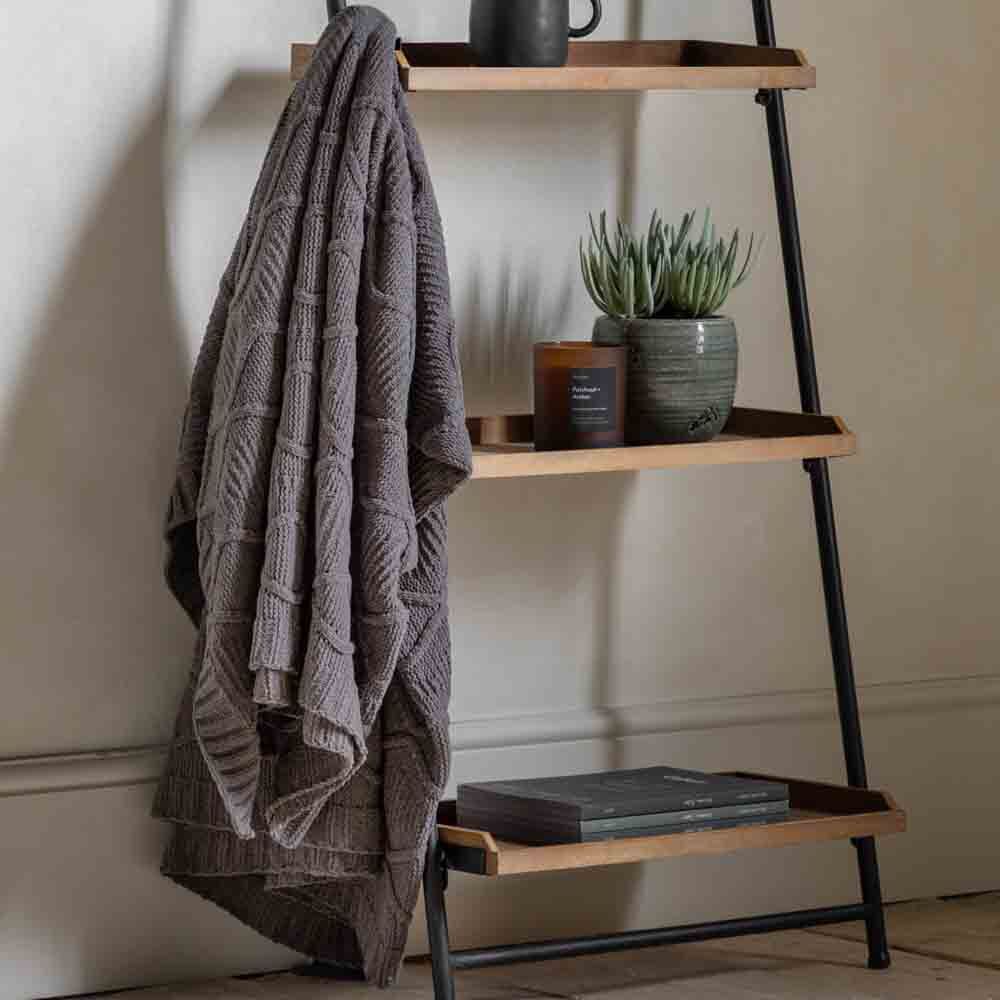 Chenille Cable Throw Grey - Image 2