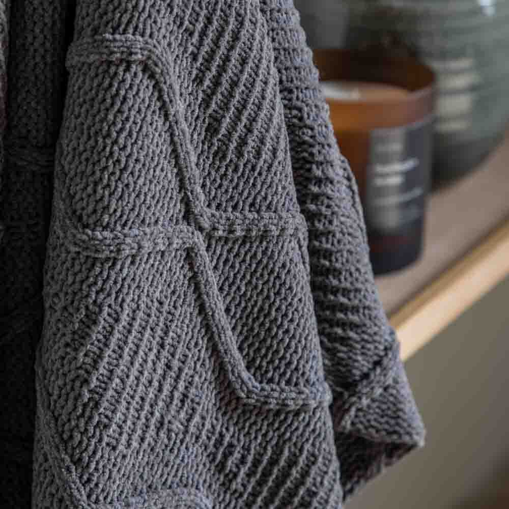 Chenille Cable Throw Grey - Image 3