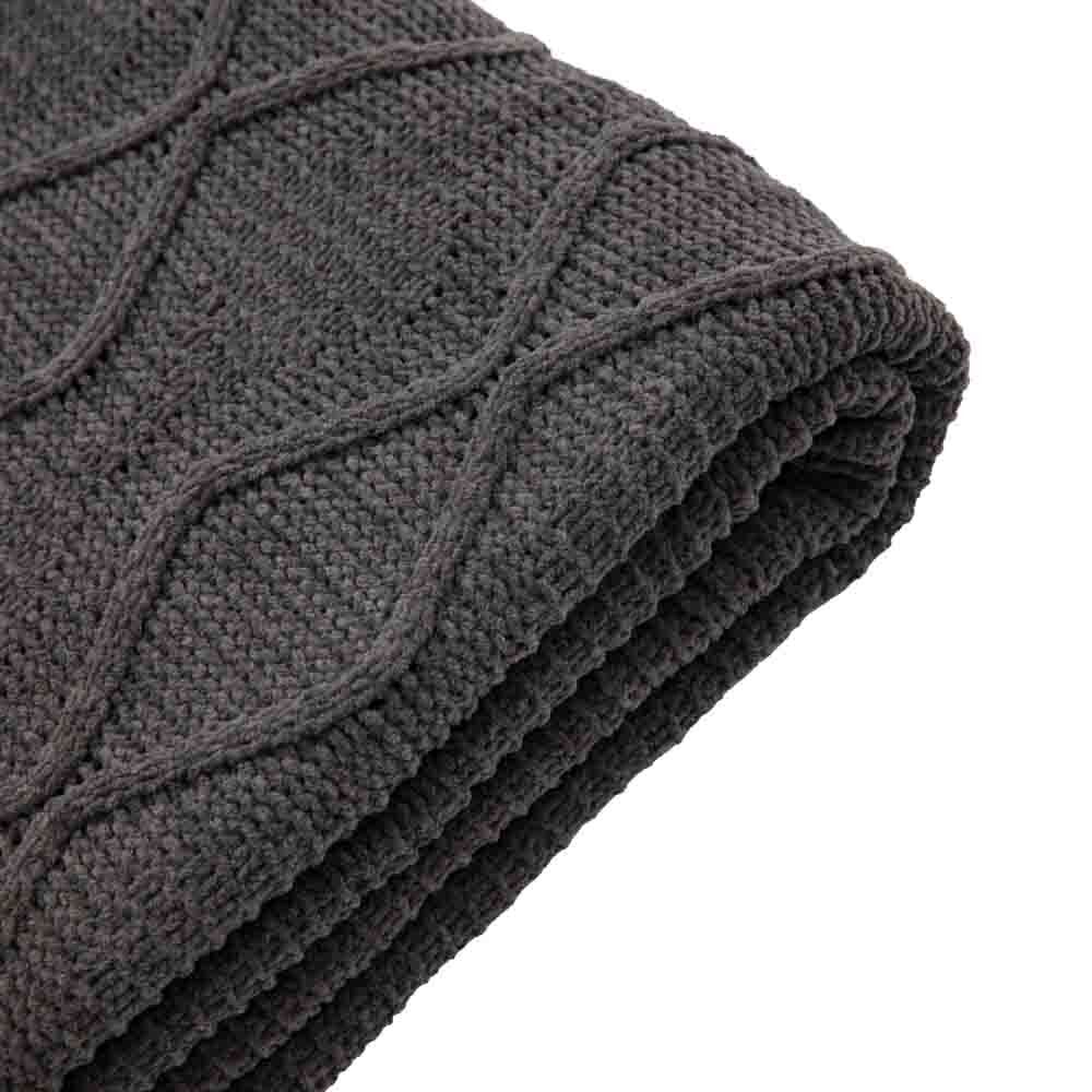 Chenille Cable Throw Grey - Image 7