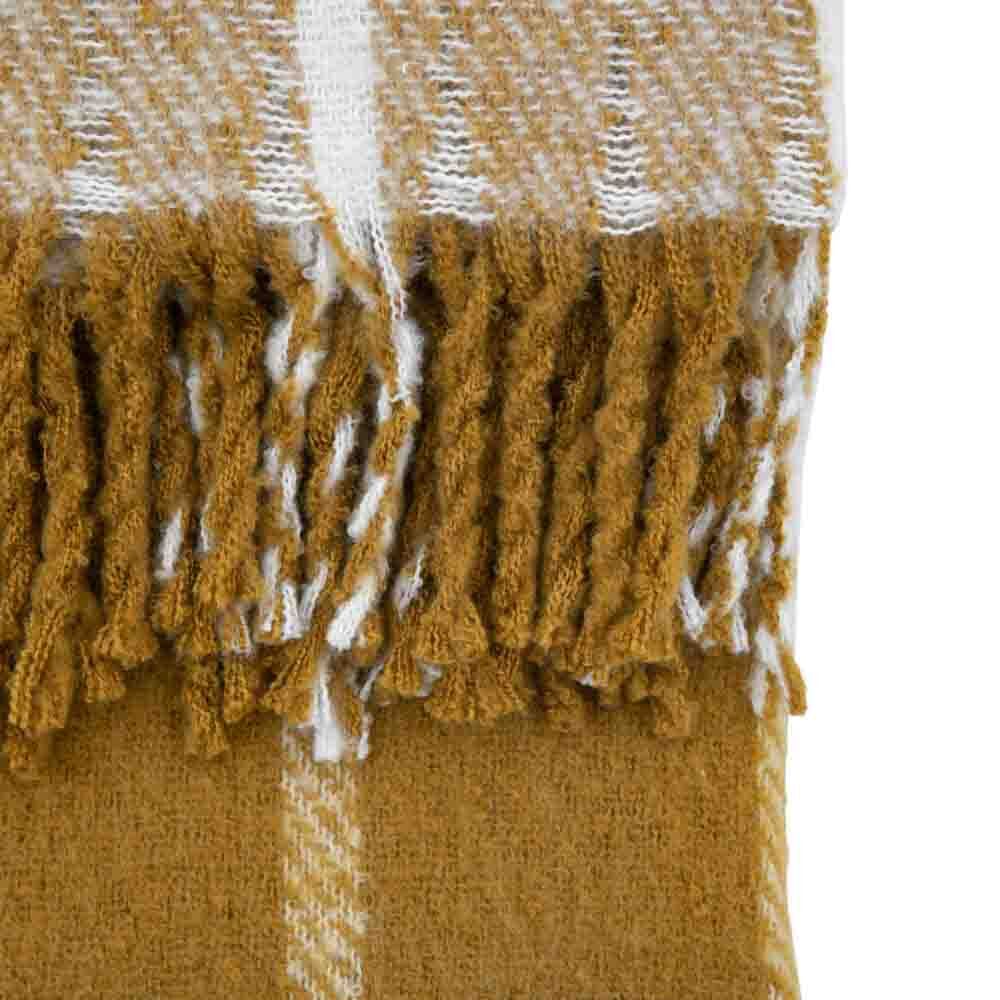Poly Mohair Check Throw Mustard - Image 5