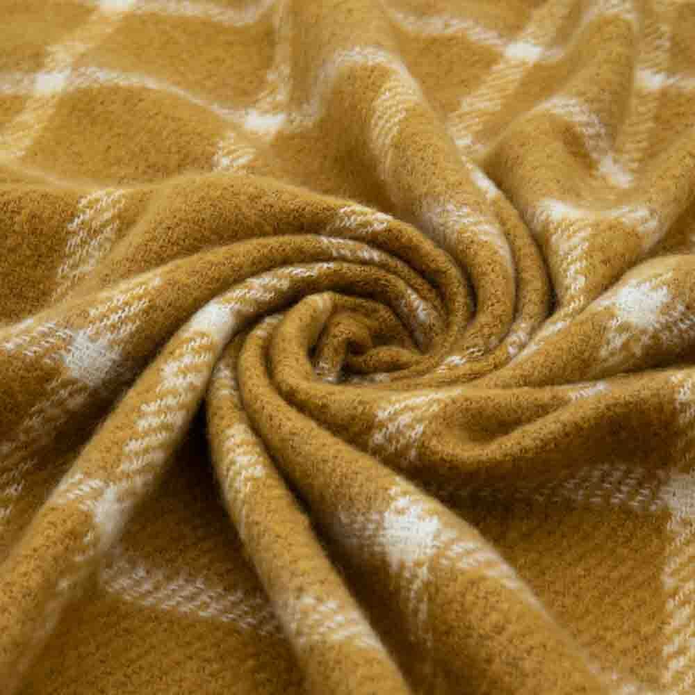 Poly Mohair Check Throw Mustard - Image 6