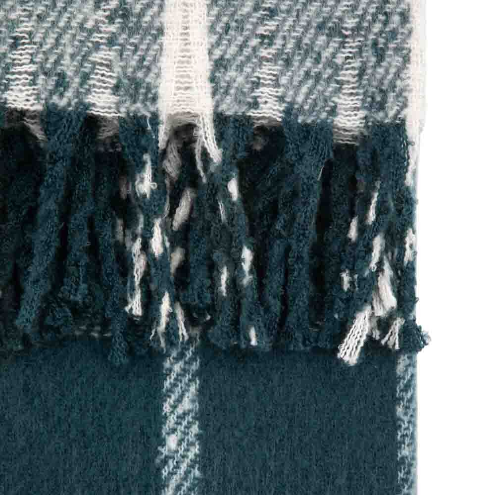 Poly Mohair Check Throw Blue - Image 5