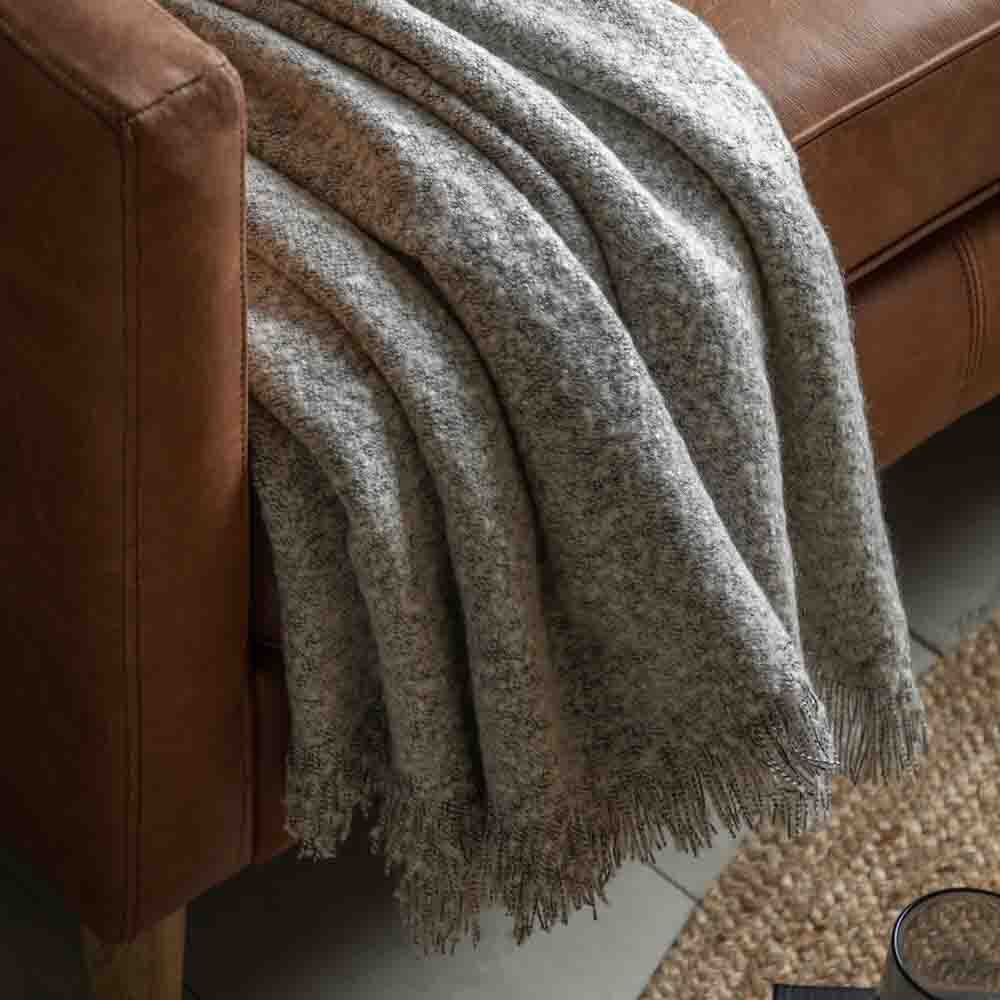 Melange Acrylic Throw Dark Grey - Image 2