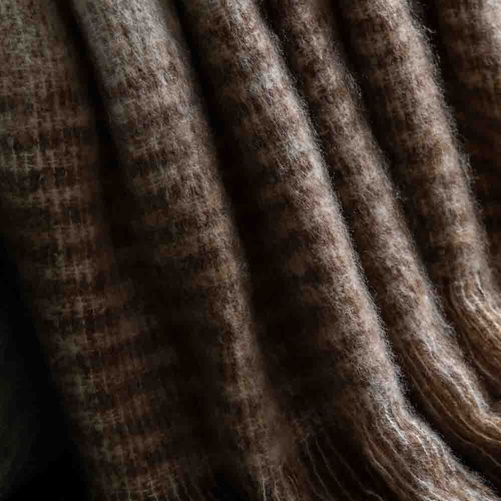 Mohair Fringe Throw Brown & Natural - Image 3
