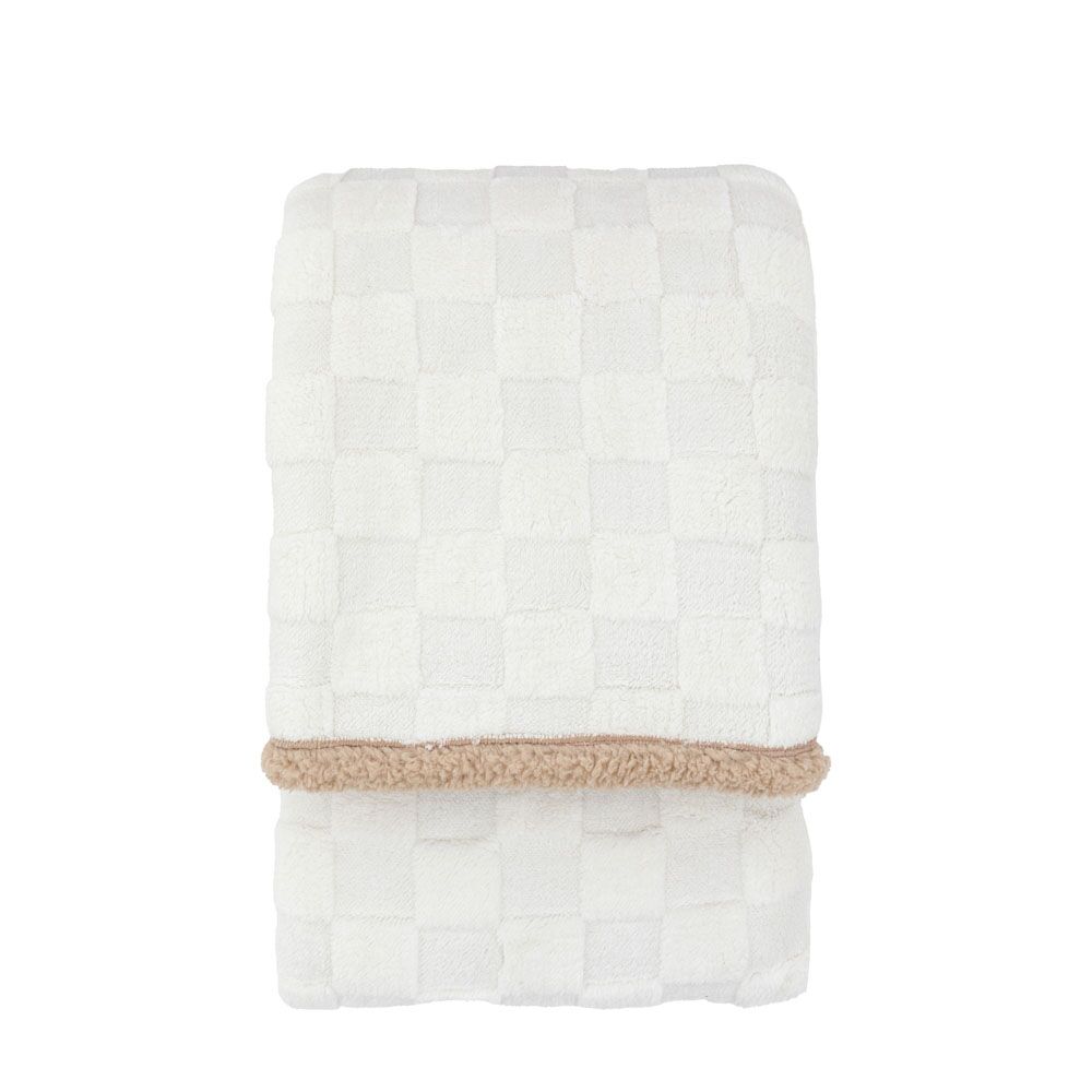 Oakley Checked Sherpa Throw Cream