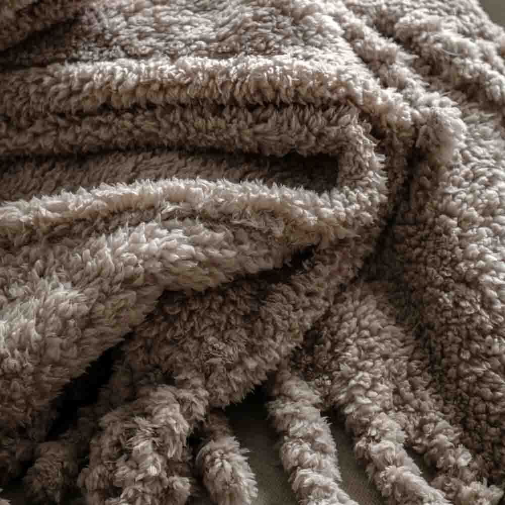 Fringed Teddy Throw Taupe - Image 3