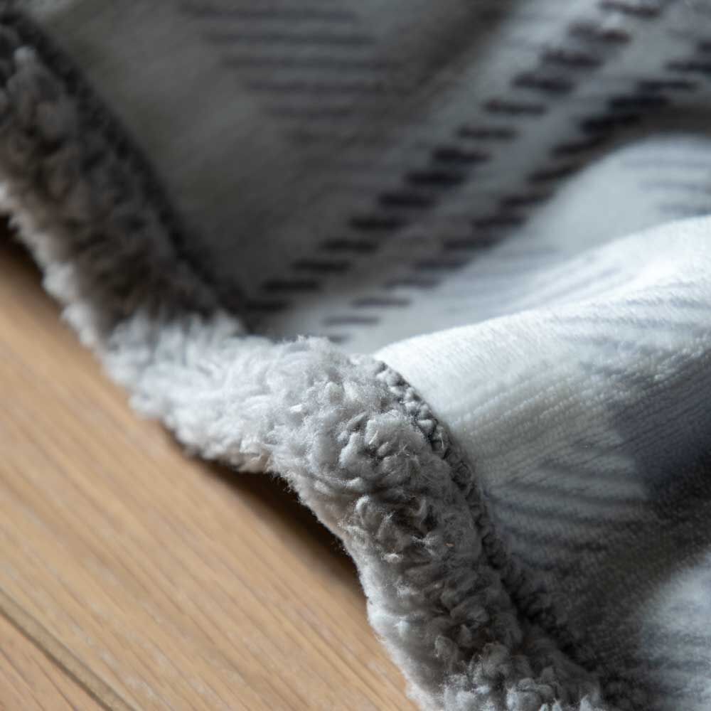Tartan Sherpa Throw Grey - Image 4